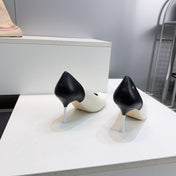 CHANEL 26S HIGH HEEL PUMPS 85 MM IN BLACK AND WHITE CALFSKIN