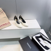 CHANEL 26S HIGH HEEL PUMPS 85 MM IN BLACK AND WHITE CALFSKIN