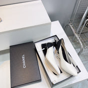 CHANEL 26S HIGH HEEL PUMPS 85 MM IN BLACK AND WHITE CALFSKIN