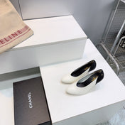 CHANEL 26S HIGH HEEL PUMPS 85 MM IN BLACK AND WHITE CALFSKIN