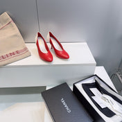 CHANEL 26S HIGH HEEL PUMPS 85 MM IN RED AND WHITE CALFSKIN