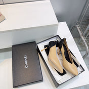 CHANEL 26S HIGH HEEL PUMPS 85 MM IN BEIGE AND BLACK CALFSKIN