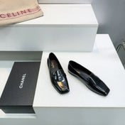 CHANEL 26S LOAFER FLATS IN BLACK PATENT LAMBSKIN