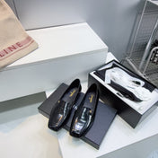 CHANEL 26S LOAFER FLATS IN BLACK PATENT LAMBSKIN
