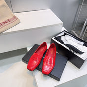 CHANEL 26S LOAFER FLATS IN DARK RED PATENT LAMBSKIN