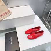 CHANEL 26S LOAFER FLATS IN DARK RED PATENT LAMBSKIN