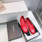 CHANEL 26S LOAFER FLATS IN DARK RED PATENT LAMBSKIN