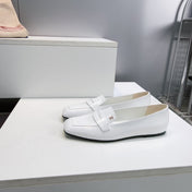 CHANEL 26S LOAFER FLATS IN WHITE PATENT LAMBSKIN