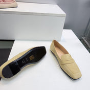 CHANEL 26S LOAFER FLATS IN BEIGE SUEDE