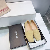 CHANEL 26S LOAFER FLATS IN BEIGE SUEDE