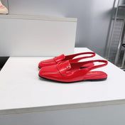 CHANEL 26S SLINGBACK FLATS IN DARK RED PATENT LAMBSKIN