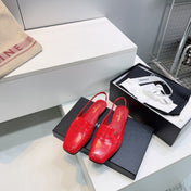 CHANEL 26S SLINGBACK FLATS IN DARK RED PATENT LAMBSKIN