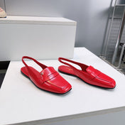 CHANEL 26S SLINGBACK FLATS IN DARK RED PATENT LAMBSKIN