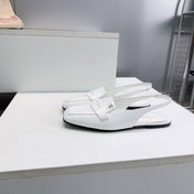 CHANEL 26S SLINGBACK FLATS IN WHITE PATENT LAMBSKIN