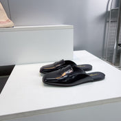 CHANEL 26S LOAFER MULES IN BLACK PATENT LAMBSKIN