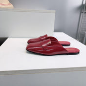 CHANEL 26S LOAFER MULES IN BURGUNDY PATENT LAMBSKIN
