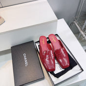 CHANEL 26S LOAFER MULES IN BURGUNDY PATENT LAMBSKIN