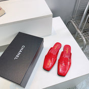 CHANEL 26S LOAFER MULES IN DARK RED PATENT LAMBSKIN