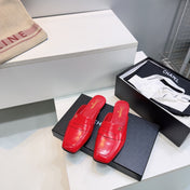 CHANEL 26S LOAFER MULES IN DARK RED PATENT LAMBSKIN