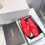 CHANEL 26S LOAFER MULES IN DARK RED PATENT LAMBSKIN