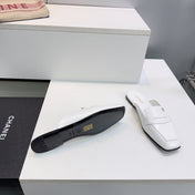 CHANEL 26S LOAFER MULES IN WHITE SHINY LAMBSKIN