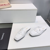 CHANEL 26S LOAFER MULES IN WHITE SHINY LAMBSKIN