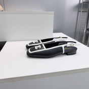 CHANEL 26S SLINGBACK FLATS IN BLACK CALFSKIN WITH WHITE PATENT