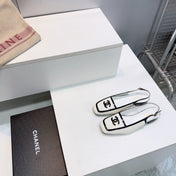 CHANEL 26S SLINGBACK FLATS IN WHITE CALFSKIN WITH BLACK PATENT