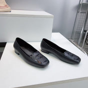 CHANEL 26S SQUARE TOE FLATS IN BLACK CALFSKIN
