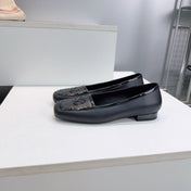 CHANEL 26S SQUARE TOE FLATS IN BLACK CALFSKIN