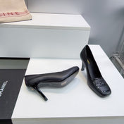 CHANEL 26S HIGH HEEL PUMPS 85 MM IN BLACK CALFSKIN