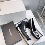 CHANEL 26S HIGH HEEL PUMPS 85 MM IN BLACK CALFSKIN WITH WHITE PATENT