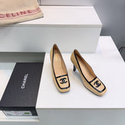 CHANEL 26S HIGH HEEL PUMPS 85 MM IN BEIGE CALFSKIN WITH BLACK PATENT