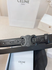 CELINE 25S BELT 25MM TRIOMPHE IN BLACK CALFSKIN 563334