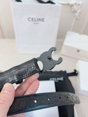 CELINE 25S BELT 25MM TRIOMPHE IN BLACK CALFSKIN 563334