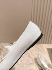 PRADA 25S BALLERINAS IN WHITE CALFSKIN GLOSSY