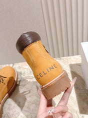 CELINE 25S MARTIN BOOTS IN MEDIUM ORANGE CALFSKIN