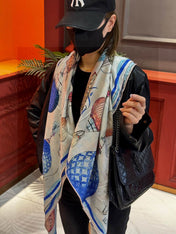 LV SCARF 140 CM IN WOOL MIX SILK 735798