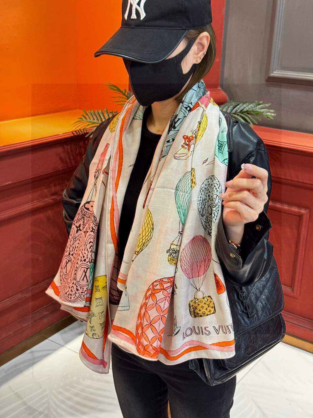 LV SCARF 140 CM IN WOOL MIX SILK 735799