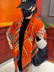 HERMES 25S SCARF 140 IN SILK AND CASHMERE 735809