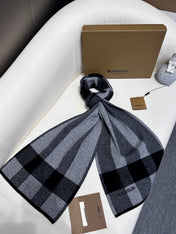 SCARF 180 CM IN LIGHT GRAY MIX BLACK CASHMERE 403870