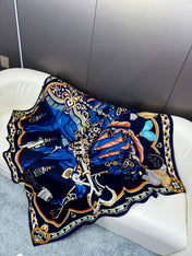HERMES 26S PRINTED SQUARE SCARF 135 IN CASHMERE AND SILK 309425