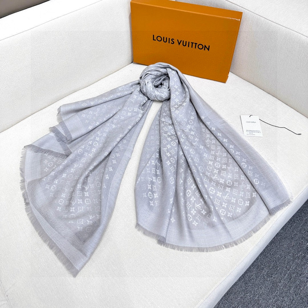 LV SCARF 120 CM IN WOOL MIX SILK 737300