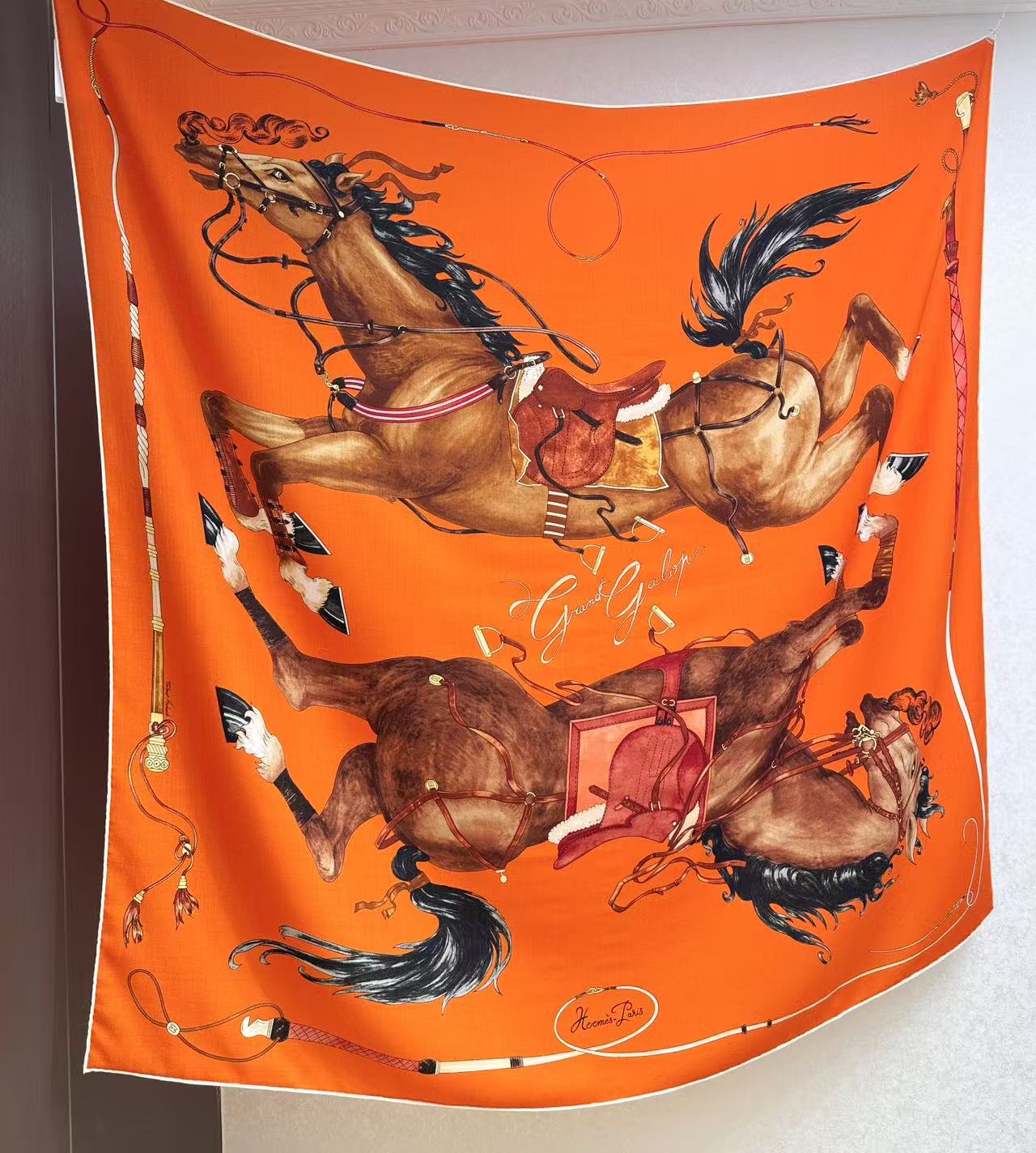 HERMES 26S SCARF 135 IN SILK AND CASHMERE 498251