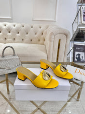 DIOR 26S HIGH-HEEL SANDALS 55MM IN YELLOW CALFSKIN WITH GOLD HARDWARE