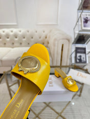 DIOR 26S HIGH-HEEL SANDALS 55MM IN YELLOW CALFSKIN WITH GOLD HARDWARE