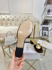 DIOR 26S HIGH-HEEL SANDALS 55MM IN DARK BROWN CALFSKIN WITH GOLD HARDWARE