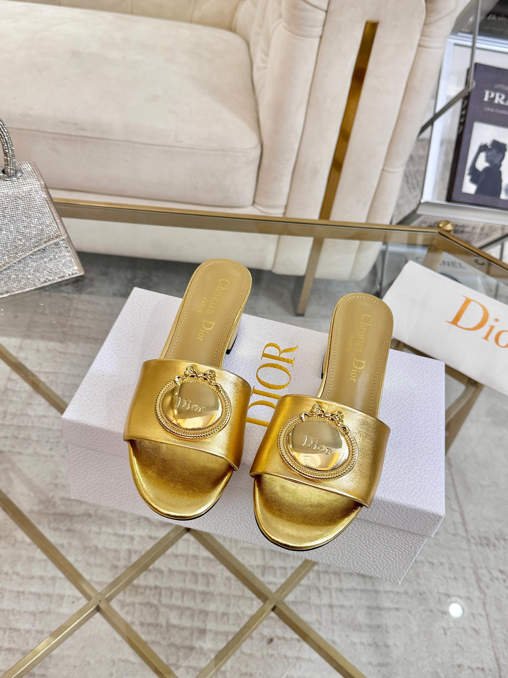 DIOR 26S HIGH-HEEL SANDALS 55MM IN GOLD CALFSKIN WITH GOLD HARDWARE