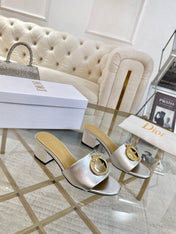 DIOR 26S HIGH-HEEL SANDALS 55MM IN SILVER CALFSKIN WITH GOLD HARDWARE
