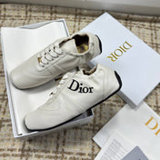 DIOR 26S LOW TOP SNEAKERS IN WHITE CALFSKIN DIOR LOGO